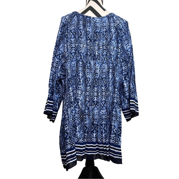 Catherine's Abstract Beaded Neck Mature Lightweight Chiffon Sz 4X Tunic Blouse - Picture 2 of 12